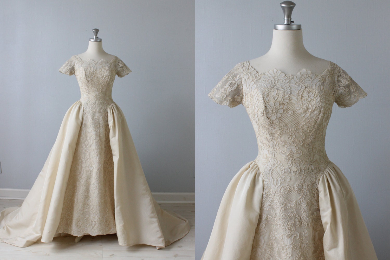 Vintage 1950s Wedding Dress / 50s Wedding Gown / Lace Wedding Dress / Eternity