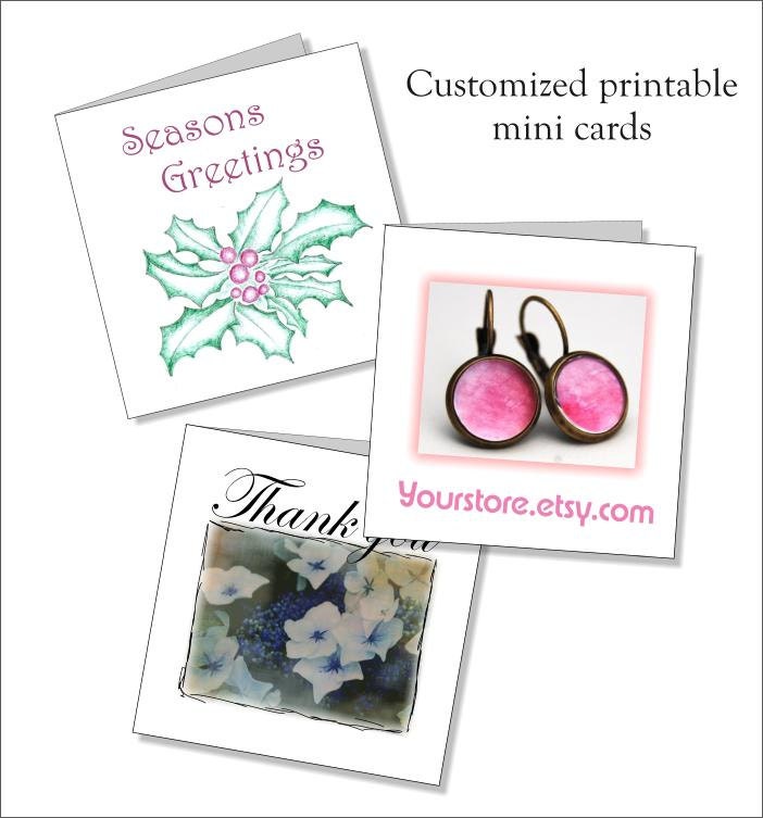 Printable mini cards  - custom - thank you - christmas Set of 3