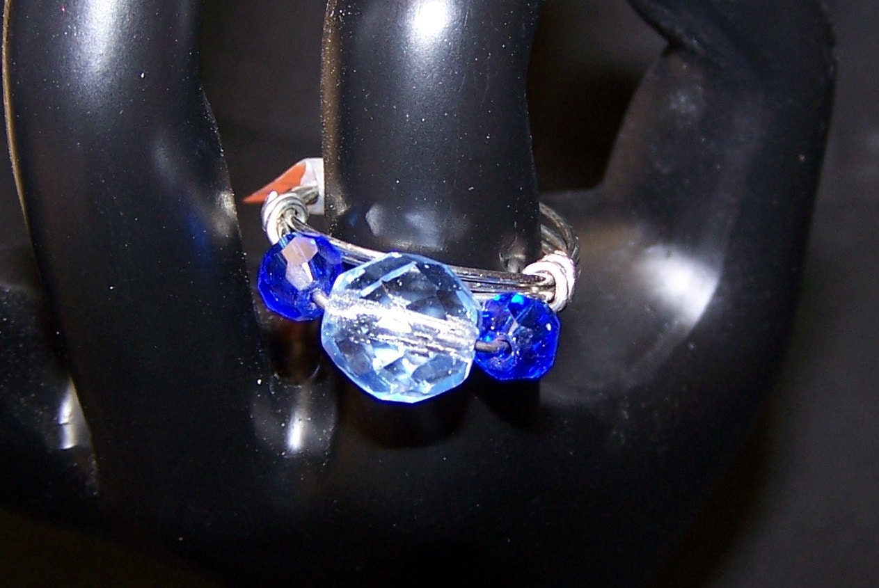 CLEARANCE - Blue Swavorski Crystal Wire Wrapped Ring