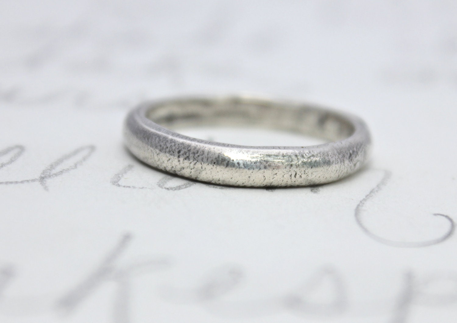 simple wedding ring band . recycled silver engraved womens domed wedding band . custom relic wedding ring ready to ship size 5 1/2