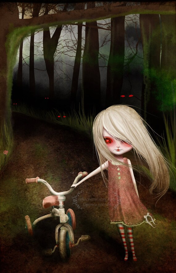 Fine Art Print  -"Bowden Road" - 8.5x11 or 8x10 Premium Giclee Print Of Demon's Road - Haunted Texas Illustration by Jessica Grundy