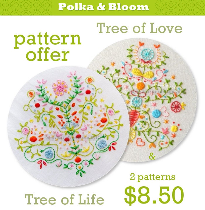 Embroidery Pattern Set: Tree of Life and Tree of Love PDF