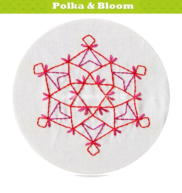 Red Snowflake 2012 Embroidery Pattern PDF Christmas Holidays