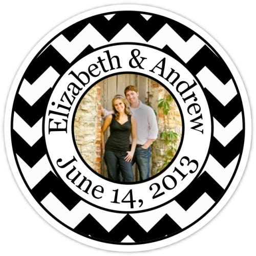 Wedding PHOTO Stickers, Chevron Labels, Chevron Wedding Stickers, Custom Bride and Groom Labels, Personalized for You