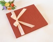 Guest book unlined (8x9) dusty rose  with peach ribbon
