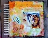 For the Love of Dogs - One of a Kind 8"x8" Mixed Media Sketchbook, Notebook, Sketch Paper, Functional Art, Gift Idea for Dog Lover