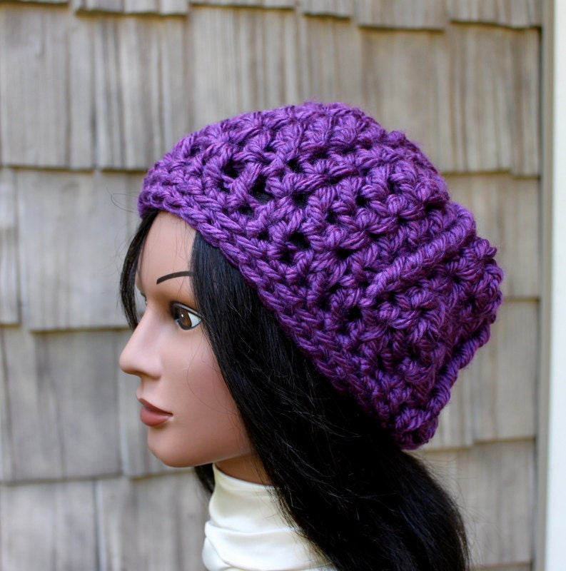 Chunky VStitch Deep Purple Slacker Hat - READY to SHIP