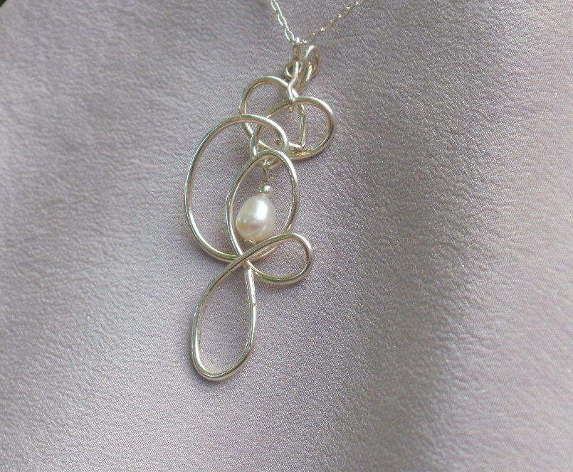 Silver Swirl and Pearl Necklace