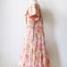vintage 1950s dress / pink floral rhinestone 50s party dress
