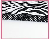Michael Miller Fabric Duo Zebra Stripe Black and Black Dumb Dots 2 yards
