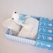 Light blue  miniature plush felt dancer mouse in match box