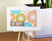 SALE - 4X6 Art Print - Summer Atomic Get Happy - Matted to 5X7 - Lulu