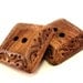 Square brown wood button set of 2 large natural carved button (BB104)