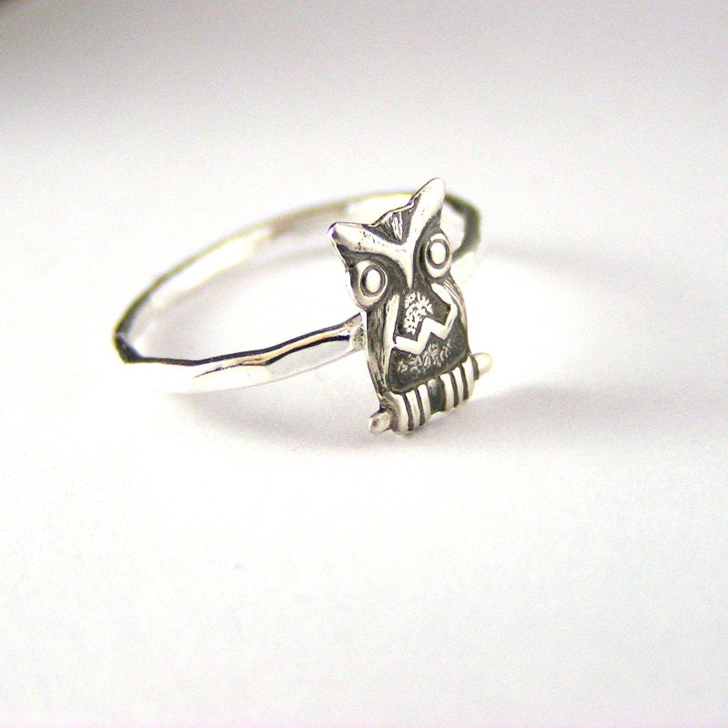 Little Hoot, Sterling Silver Fall Owl Ring