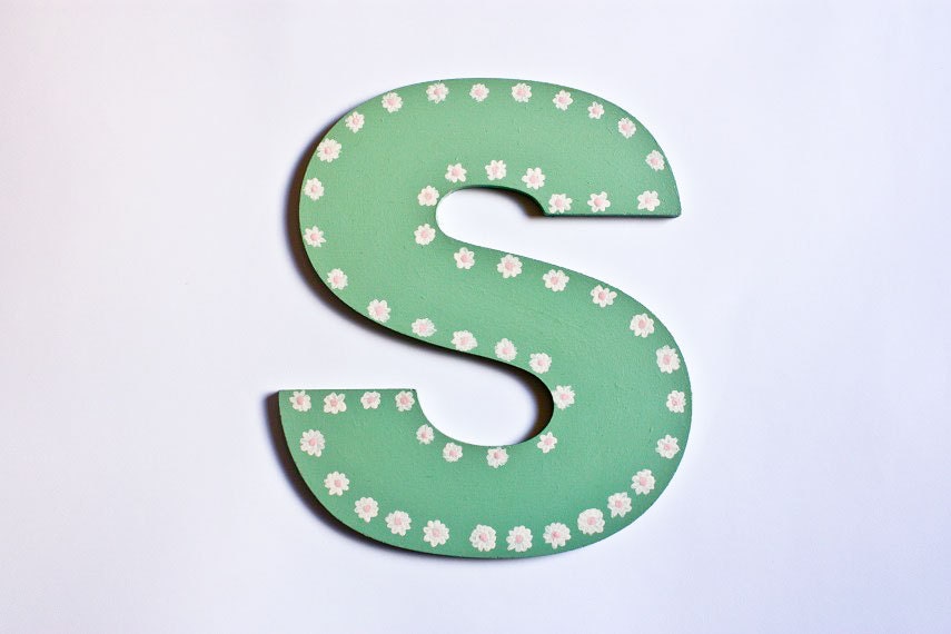 Decorative Wooden Letter S - made in Israel Sign Mint Monogram Home Decor Initial
