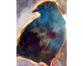Blue Bird -Contemporary Acrylic Fine Art Print, Reproduction, 7 x 5 with 10 x 8 mat