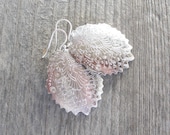 Silver Peacock FEATHER EARRINGS - Tribal Dangle Earrings - Bohemian Wedding Jewelry