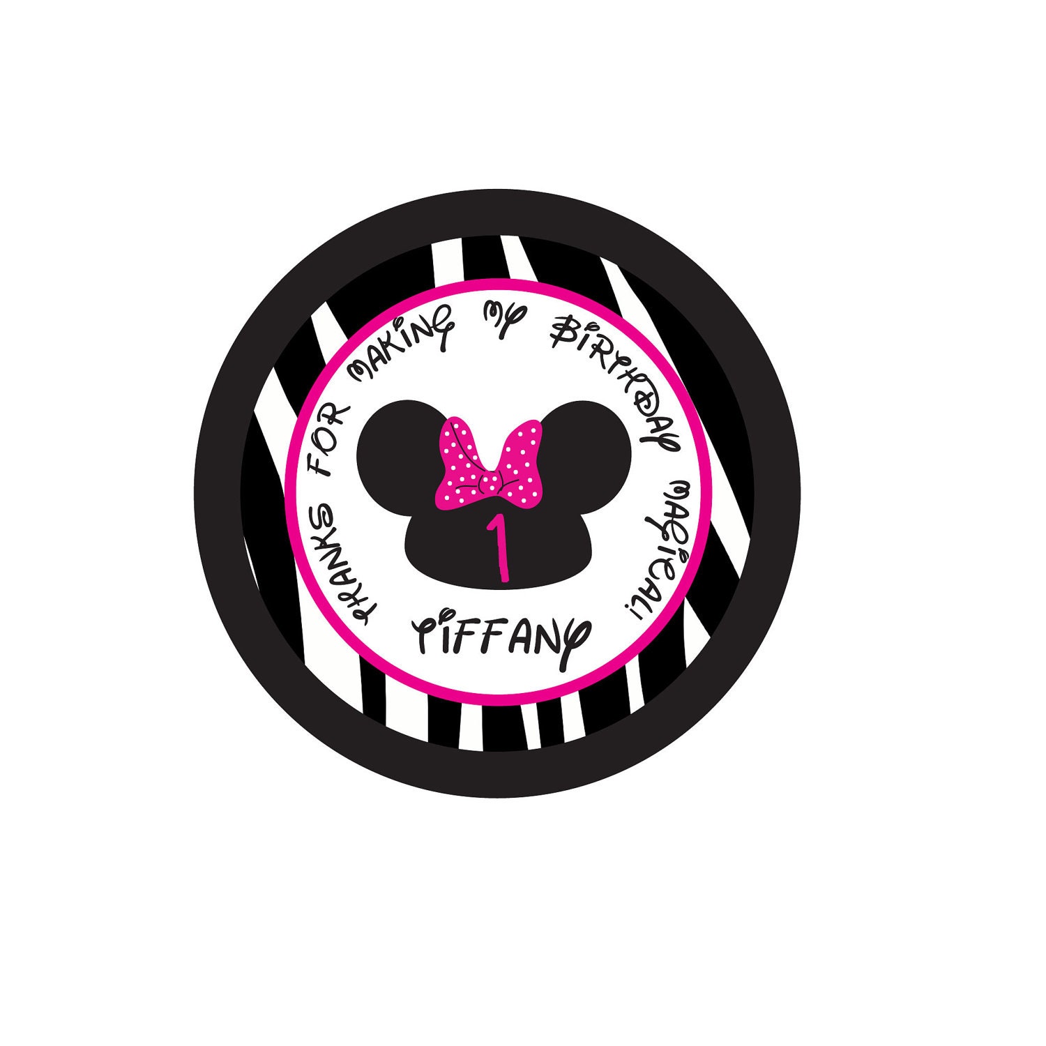 Personalized Stickers Minnie Inspired Party Stickers 1.5 inch Set of 24 Il_570xn