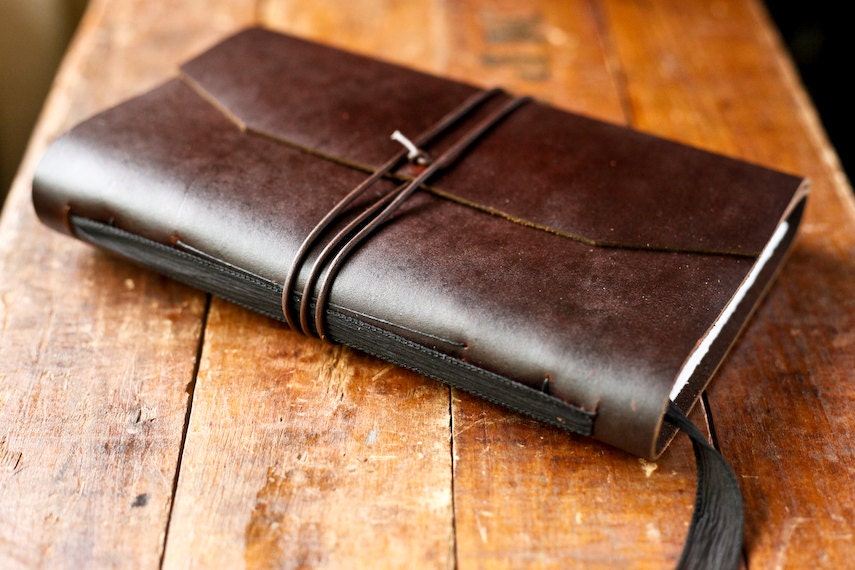 Large Leather Journal with Silk Ribbon Bookmark
