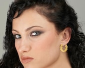 LACE Large Gold Hoop Earrings, Designer gold earrings, unique gold earrings, Fine Italian Jewelry
