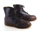 Glitter Doc Martens Vintage 1990 Black Glitter Doc Martens Boots UK Size 11