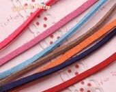 Assorted Colorful Leather Strips Straps  3mm (7 meters) Leather Strings / Velvet Strips / Suede Strips / Leather Bracelet