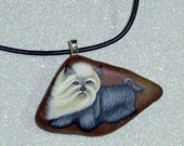 Yorkie dog, stone pendant, leather necklace, gift for Mom, gift for dog lover, handmade, hand painted rocks by RockArtiste