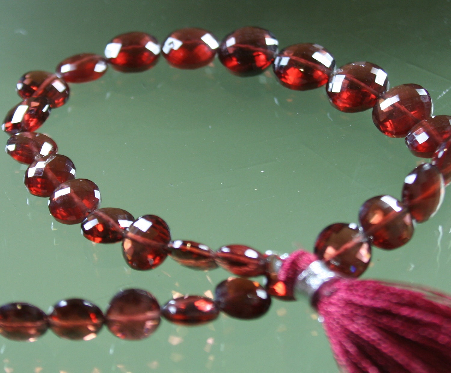 AAA Garnet Faceted Coins 7mm - 9mm