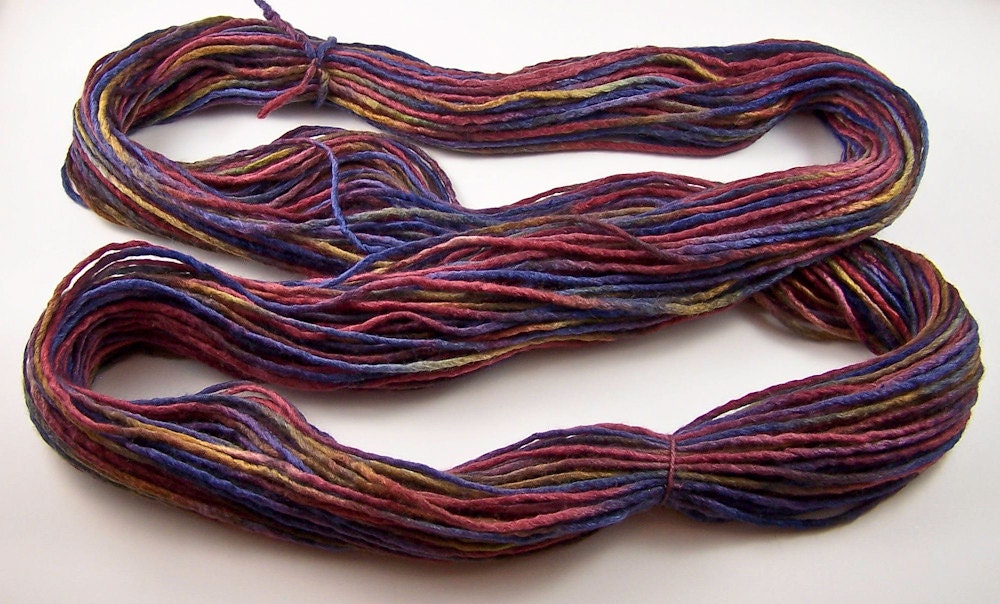Merino / Silk Worsted Yarn - Jewel Rainbow (Plum)