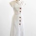 vintage 1940s dress / 40s dress / Natural Linen Wiggle Dress with Asymmetrical Collar