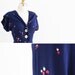 r e s e r v e d - vintage 1940s dress / 40s dress / Navy Blue, Red, and White Apostophe Novelty Print Swing Dress