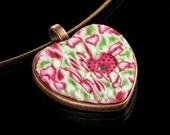 Heart in  Heart  Necklace - Heart  Pendant - Art Pendant - Polymer Clay Jewelry - Art Jewelry - Copper Heart Necklace