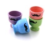 Mustache Egg Cups Moustaches in Pastel colors set of four