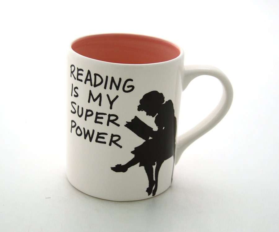 Reading Tea Mug Reading is my Superpower Great gift for Book Lover PINK