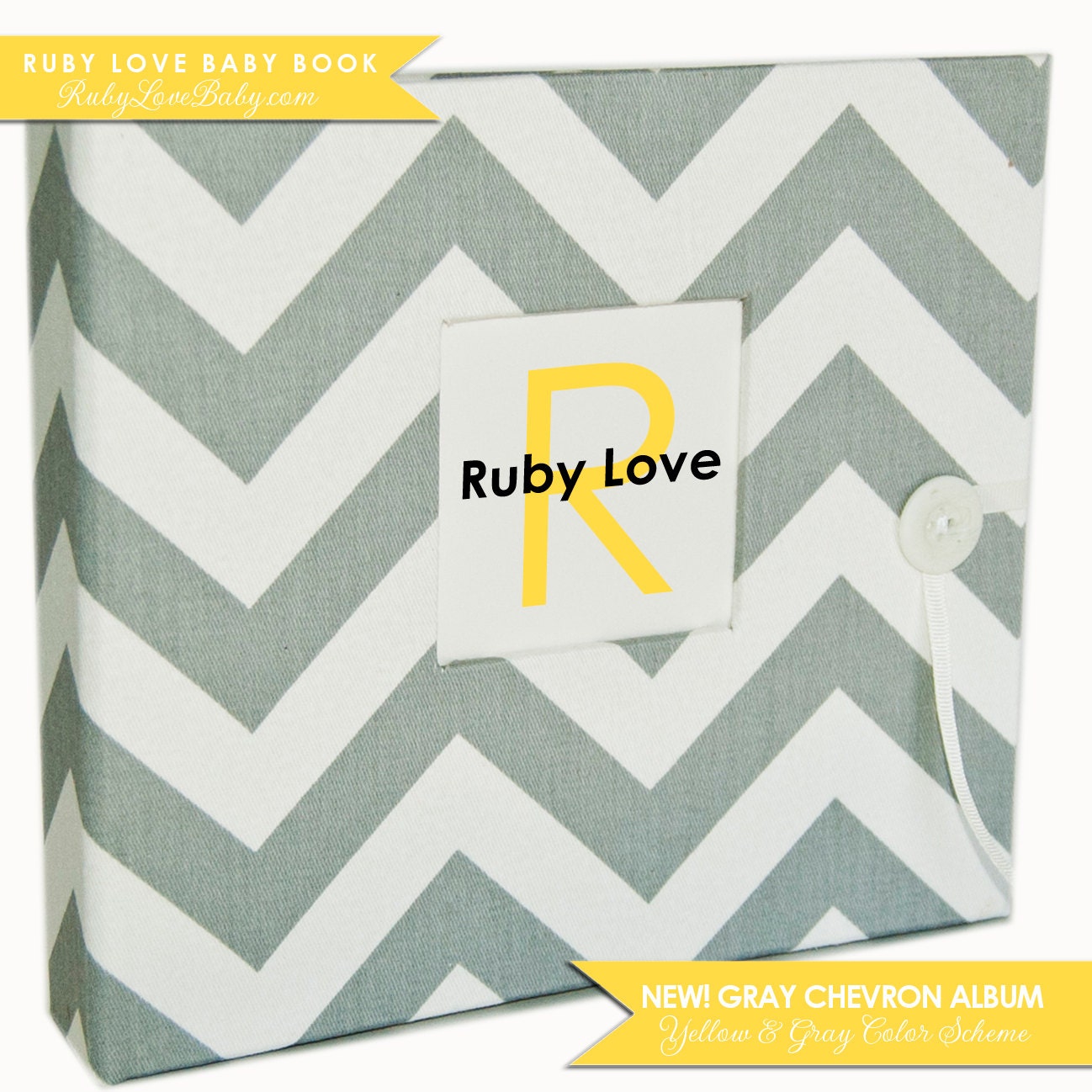 Brand New// Fall 2012 Gray Chevron Stripe Album . Ruby Love Modern Baby Book