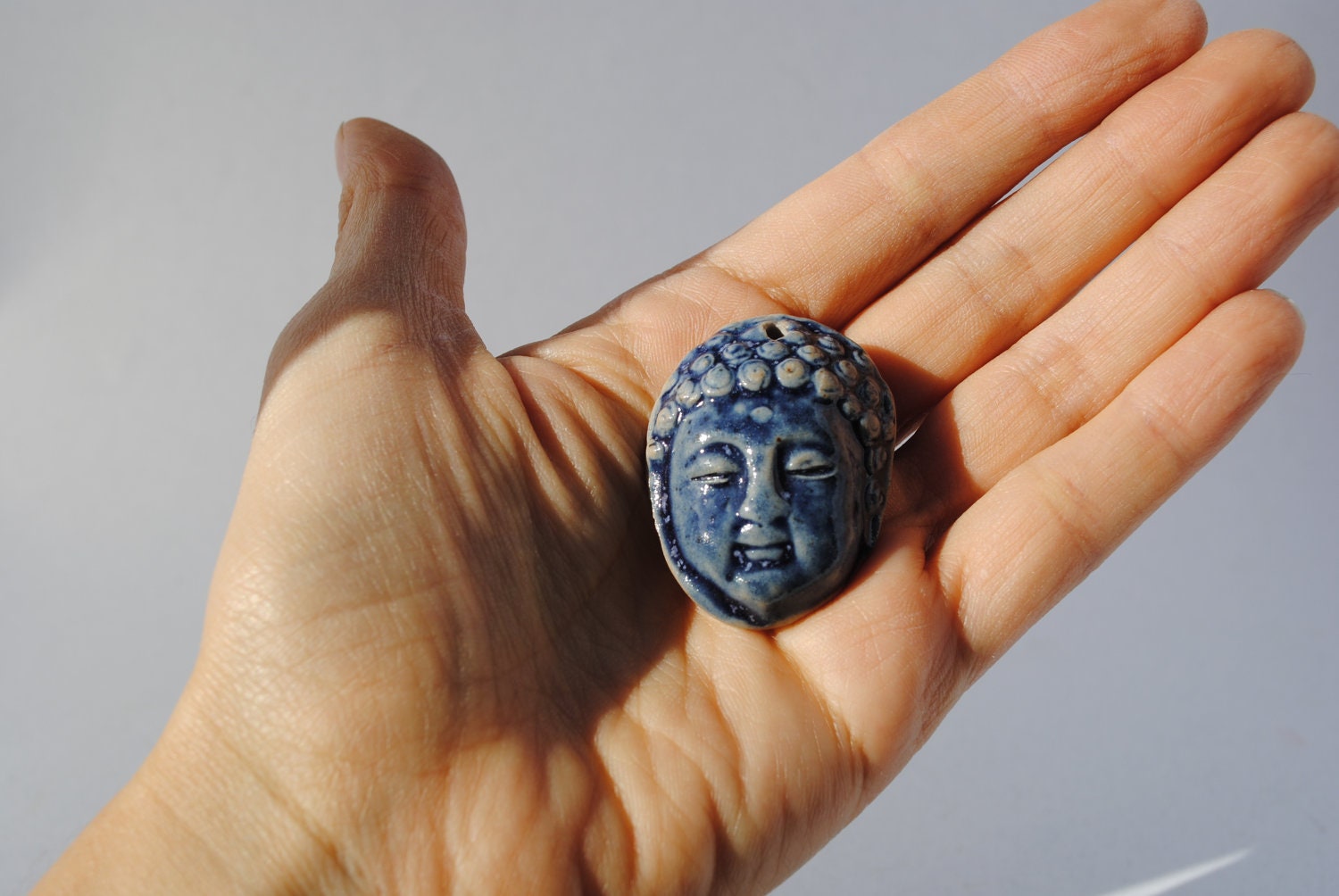 ceramic face pendant clay necklace ornament small mask face buddha