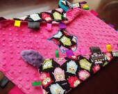 CUSTOM REQUEST IT... Cutie Hootie Lamb Ear Lovey with Ribbon Tags and Minky
