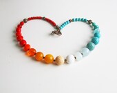 Statement Necklace Colorful Beaded Necklace Red Blue White Necklace