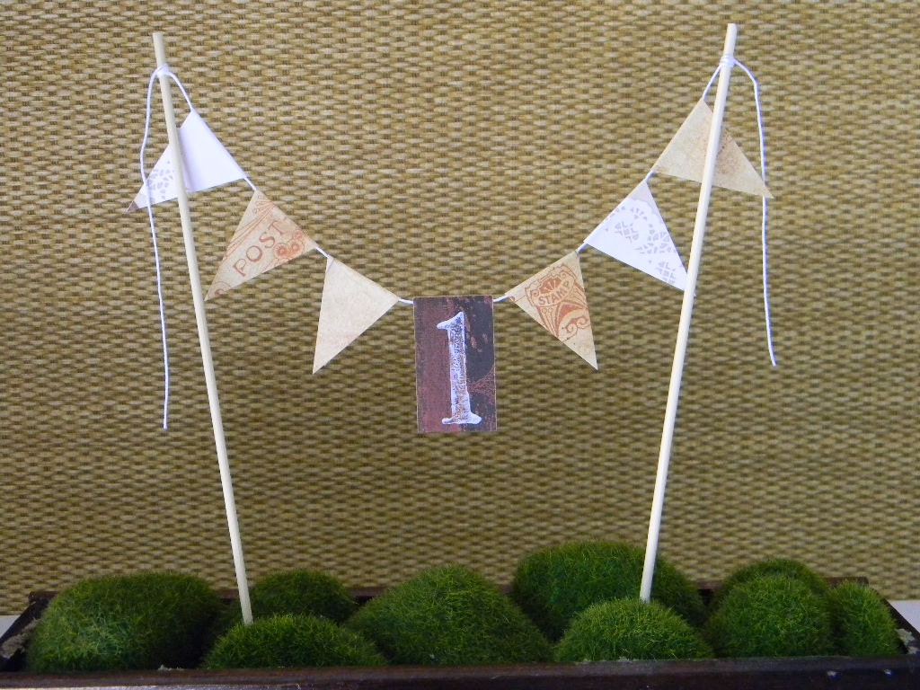 First Anniversary Bunting Wedding Cake Topper //READY TO SHIP//