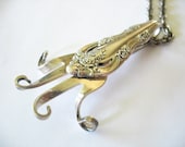 Vintage Silver Fork Pendant and Chain Necklace Artisan Made