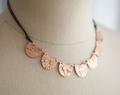 Rose Bronze Three Quarter Moon Necklace on Waxed Cotton Cord