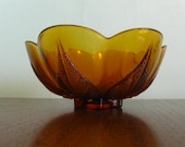 Vintage Depression Glass Amber Leaf Bowl