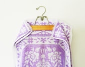 Vintage Hand Towel Set/Purple Floral Towels/Retro Floral Bathroom Decor