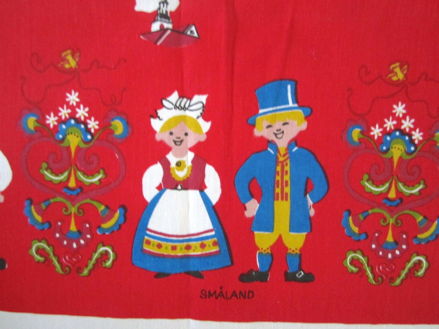Vintage Swedish Tablecloth Souvenir Map