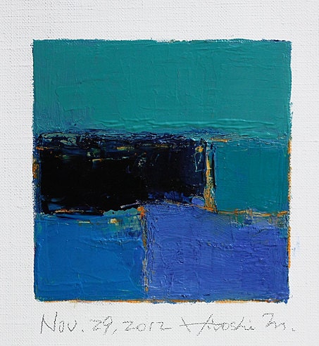 Nov. 29, 2012 - Original Abstract Oil Painting - 9x9 painting (9 x 9 cm - app. 4 x 4 inch) with 8 x 10 inch mat