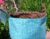 Organizer Box in fun Blah Blah Blah fabric and Plaid - Ready to Ship