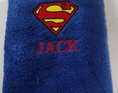 Embroidered Personalized Superman DC bath towel