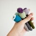 Crocheted Flower Brooch - Playful Jewelry from My Little Garden - Dark Grey Mint Orange Cotton and Wool. - OOAK