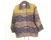 Vintage TOGGLE Boho Coat 1970s Jacket Womens WINTER Goddess 70s Large Extra L Xl Bohemian Chic Country