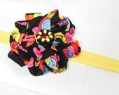 Flower Headband Infants Girls Teen Women Hat Band - Yellow Black Hot Pink Orange